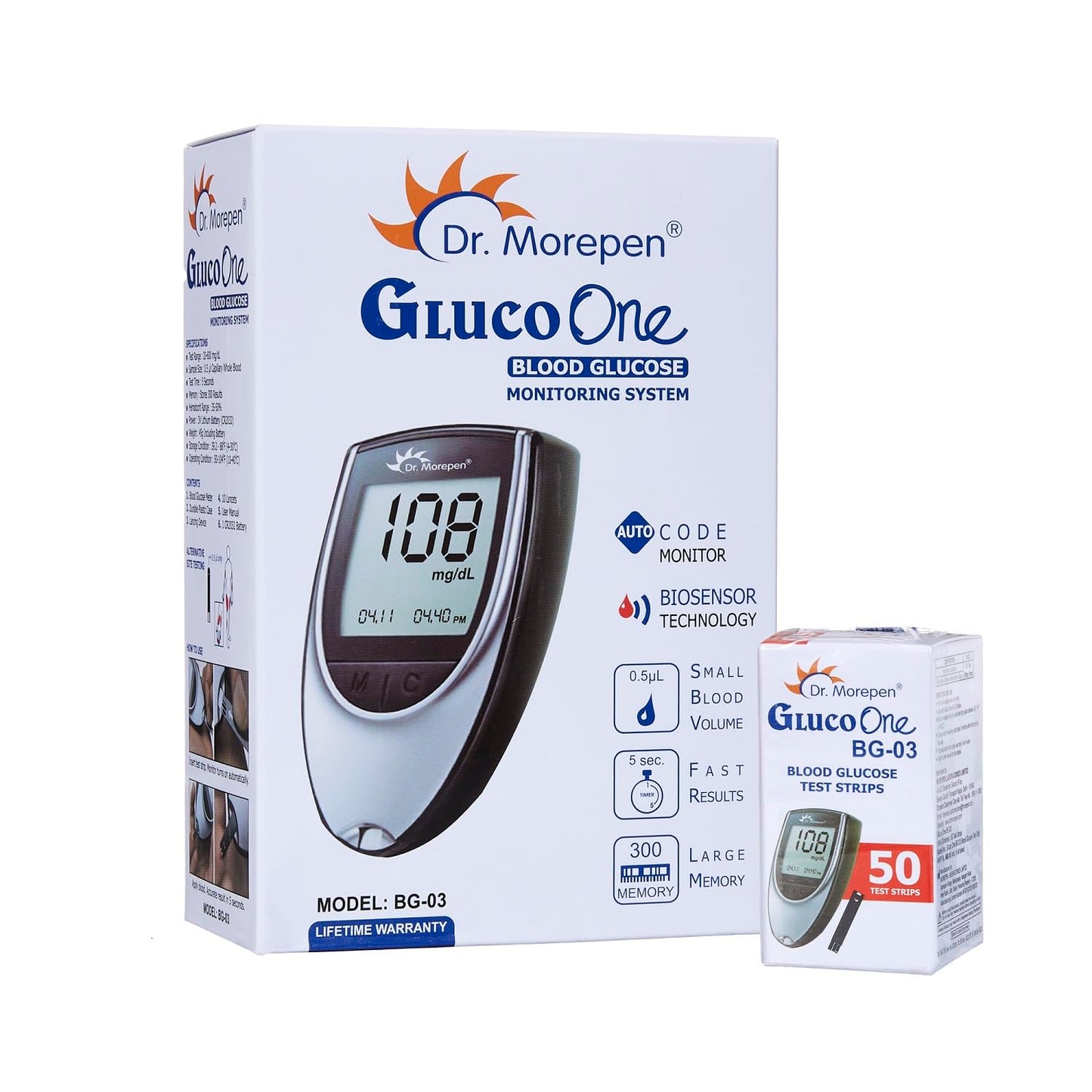 DR. MOREPEN GlucoOne Blood Glucose Monitor Model BG 03